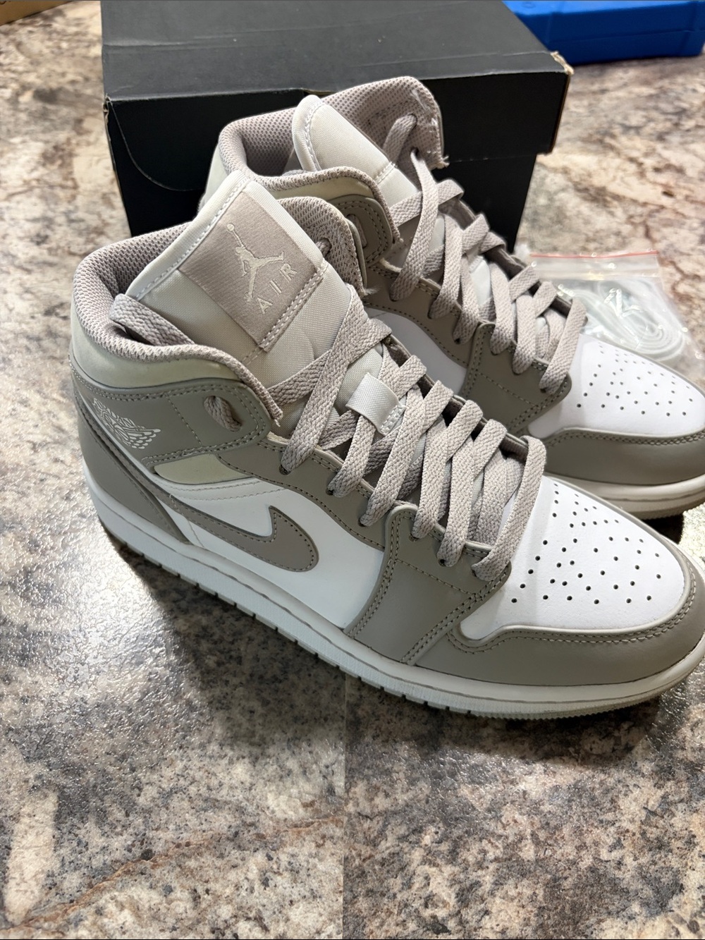 Jordan Mid-Top Sneakers in Taupe and White